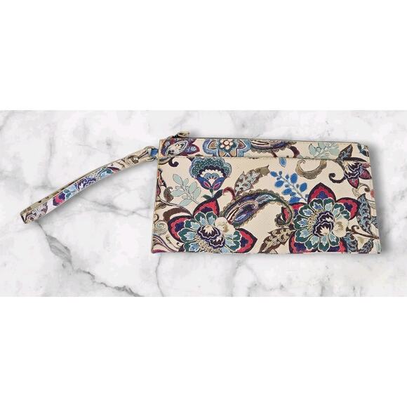 Chico's Paisley Floral Wristlet Wallet Zip Closure - Picture 1 of 7